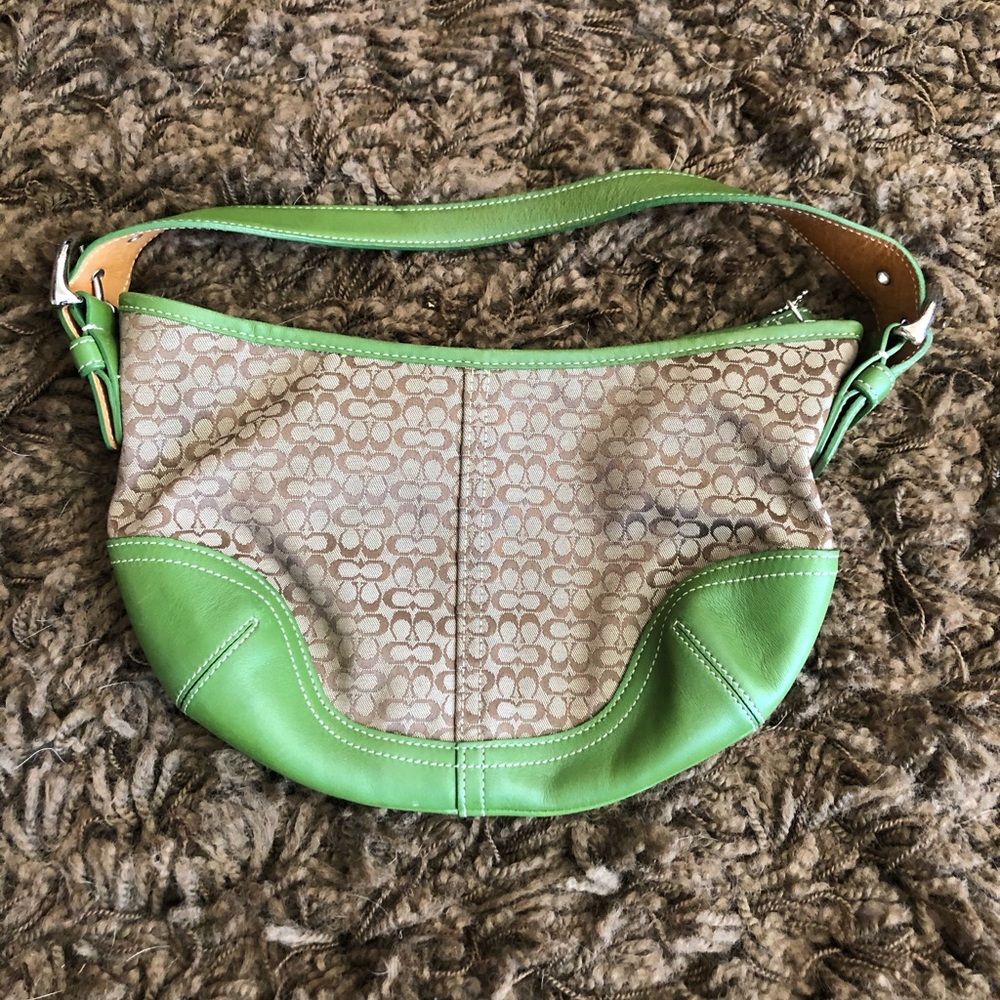 Vintage Coach handbag purse green brown clean